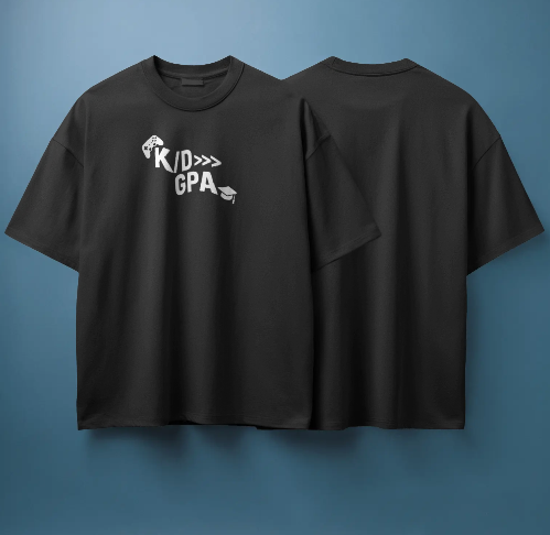 “K/D > GPA” Oversized T-Shirt – Gamer + Student Edition | TheFixStore